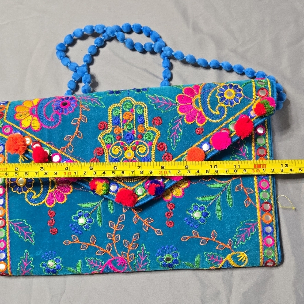 Swadeshi Desire Colorful Embroidered Clutch with Blue Accents - Picture 6 of 7
